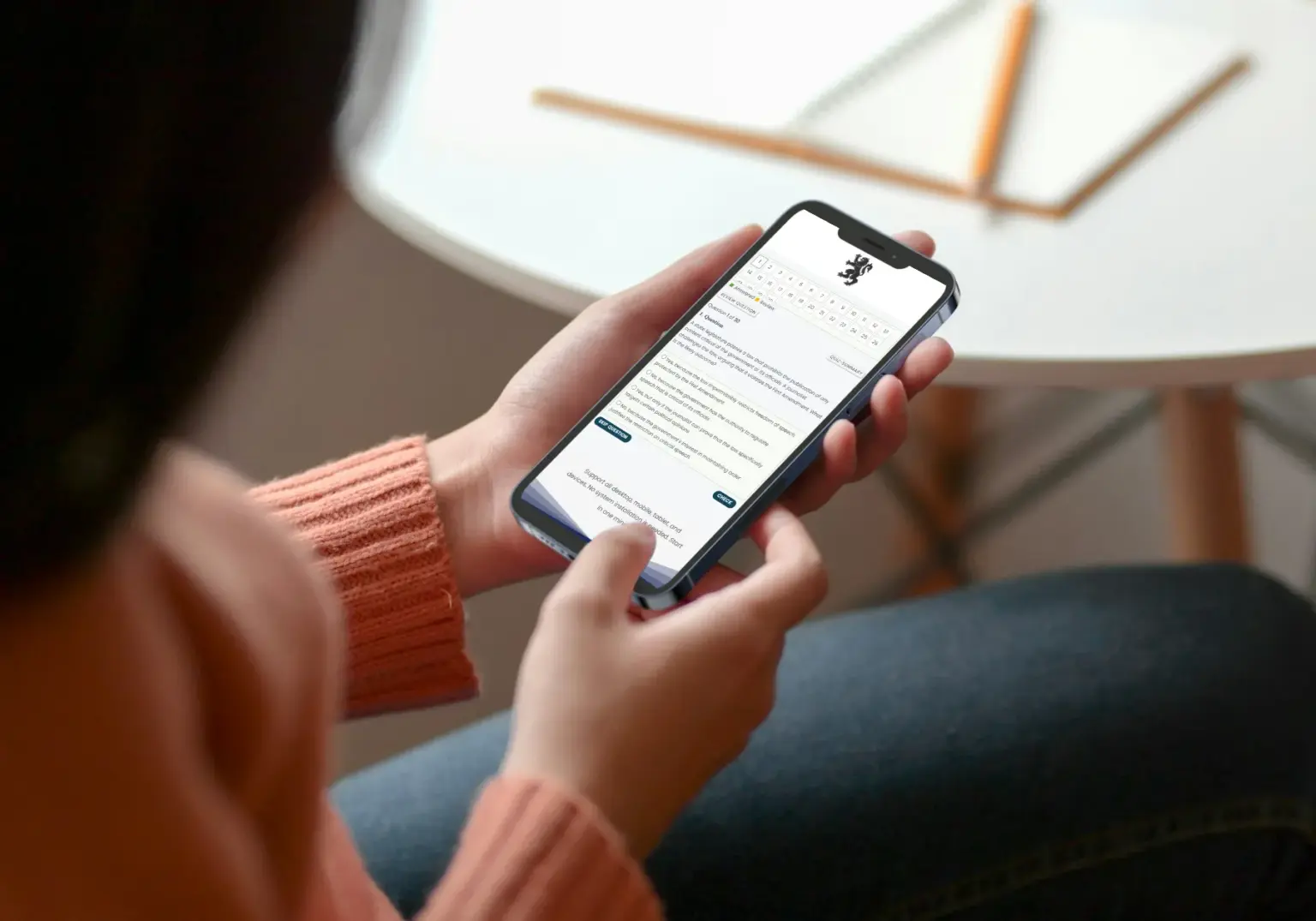 Candidate using CompTIA Exam on mobile